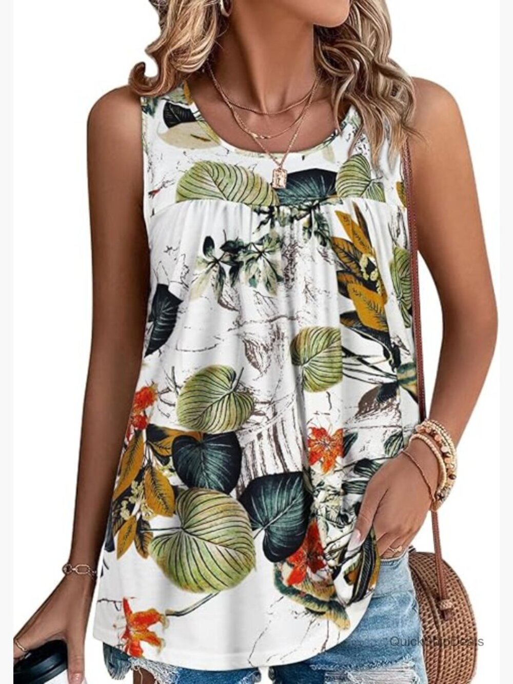 Cotton Polyester Loose Fit Tank Top Tunic Blouse